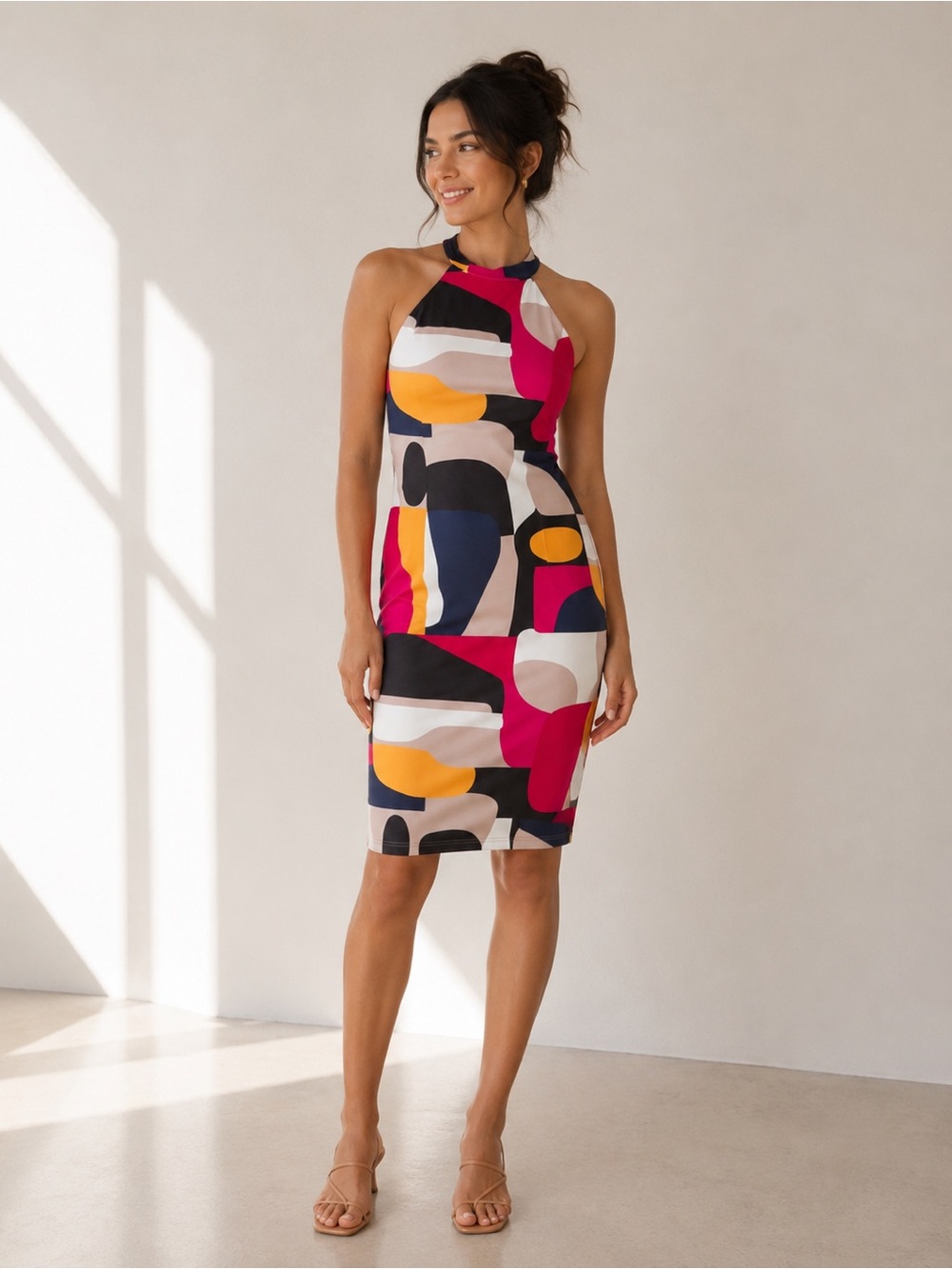 🎉LAST PIECE 🎉TRINA TURK Emotion Abstract Halter Ponte Dress